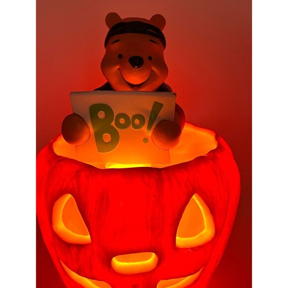 Disney 1999 Winnie The Pooh Halloween Blow Mold BOO Pumpkin Light Up Vintage EUC - Picture 13 of 16